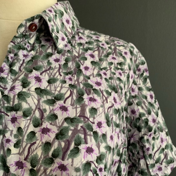 American Apparel Floral Tie Front Crop Button Up - Picture 3 of 5